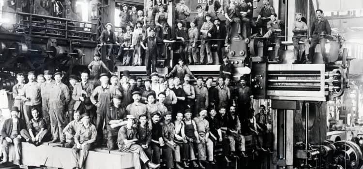 Old photo of men at work